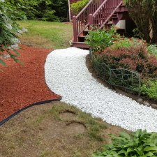 Crushed stone and mulch used for landscape remodel